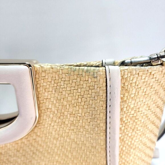 kate spade Alexia Straw Crossbody Clutch White Handbag 12"x8" Retired Cottage - Picture 9 of 16